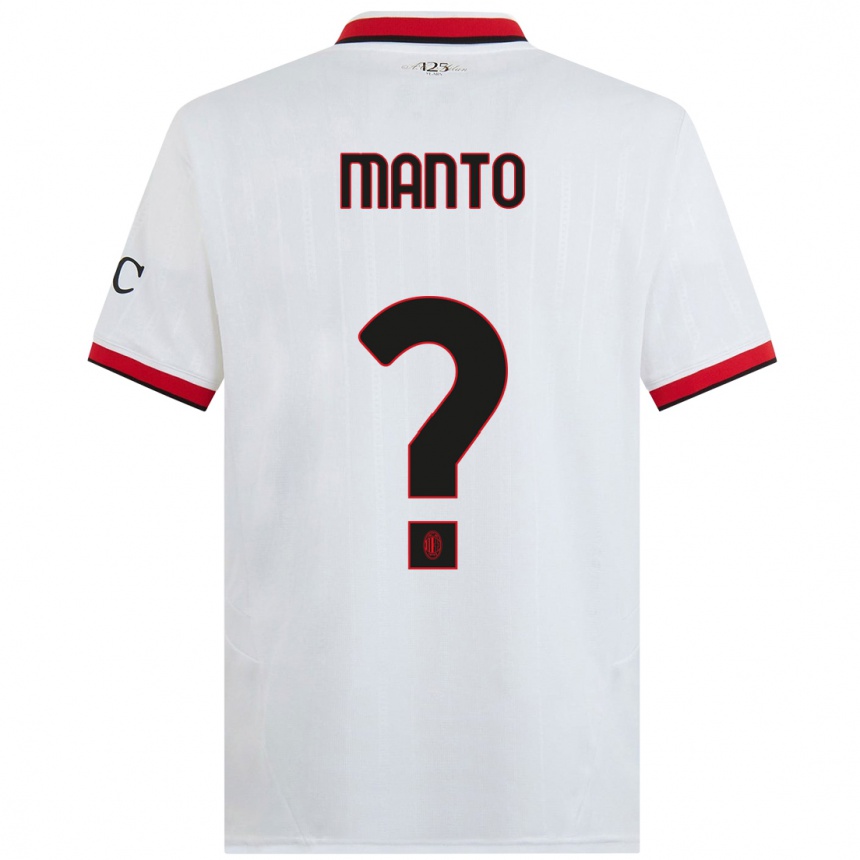 Enfant Football Maillot Gaetano Manto #0 Blanc Noir Rouge Tenues Extérieur 2024/25