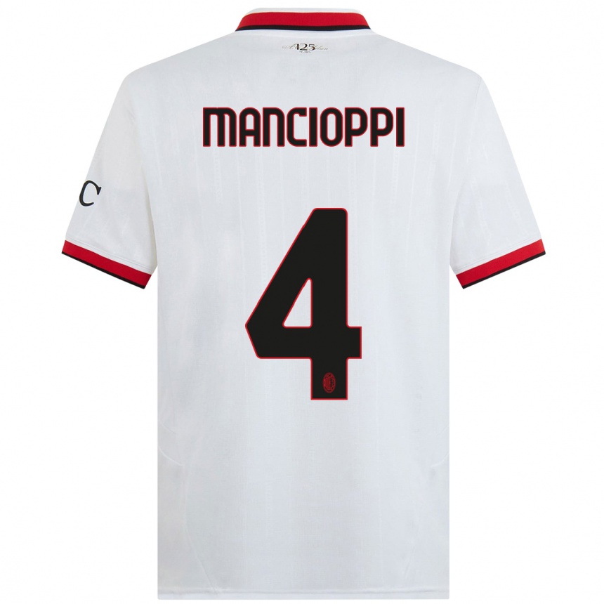 Enfant Football Maillot Tommaso Mancioppi #4 Blanc Noir Rouge Tenues Extérieur 2024/25