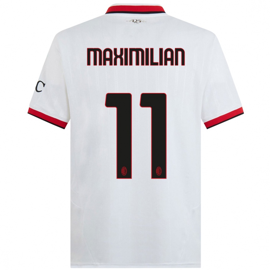 Enfant Football Maillot Maximilian Ibrahimović #11 Blanc Noir Rouge Tenues Extérieur 2024/25