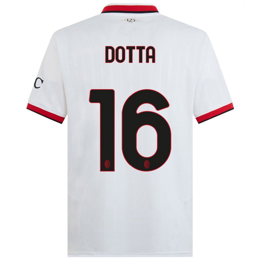 Enfant Football Maillot Cristiano Dotta #16 Blanc Noir Rouge Tenues Extérieur 2024/25