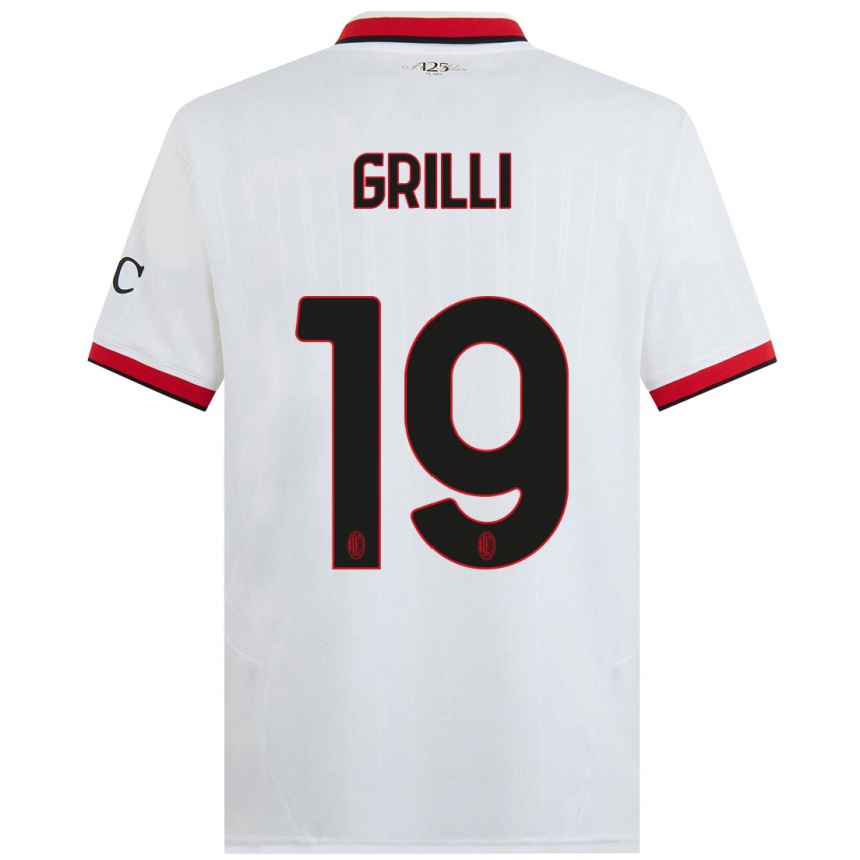 Enfant Football Maillot Lorenzo Grilli #19 Blanc Noir Rouge Tenues Extérieur 2024/25