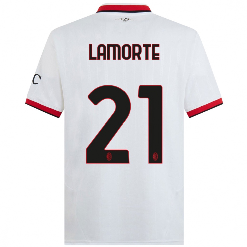 Enfant Football Maillot Alessandro Lamorte #21 Blanc Noir Rouge Tenues Extérieur 2024/25