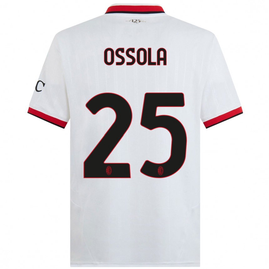 Enfant Football Maillot Lorenzo Ossola #25 Blanc Noir Rouge Tenues Extérieur 2024/25