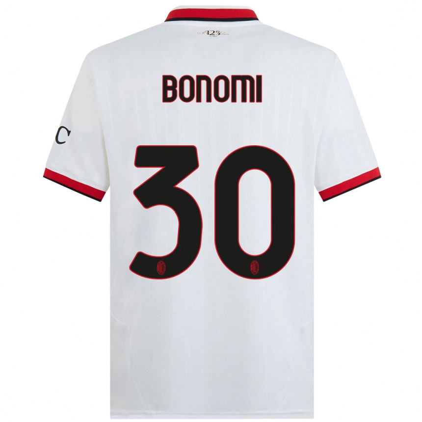 Enfant Football Maillot Alessandro Bonomi #30 Blanc Noir Rouge Tenues Extérieur 2024/25