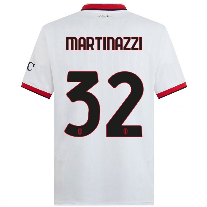 Enfant Football Maillot Luca Martinazzi #32 Blanc Noir Rouge Tenues Extérieur 2024/25