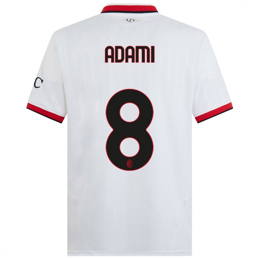 Enfant Football Maillot Greta Adami #8 Blanc Noir Rouge Tenues Extérieur 2024/25