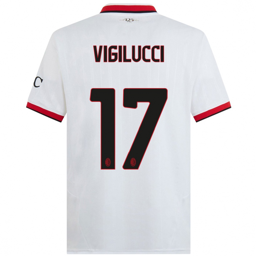 Enfant Football Maillot Valery Vigilucci #17 Blanc Noir Rouge Tenues Extérieur 2024/25