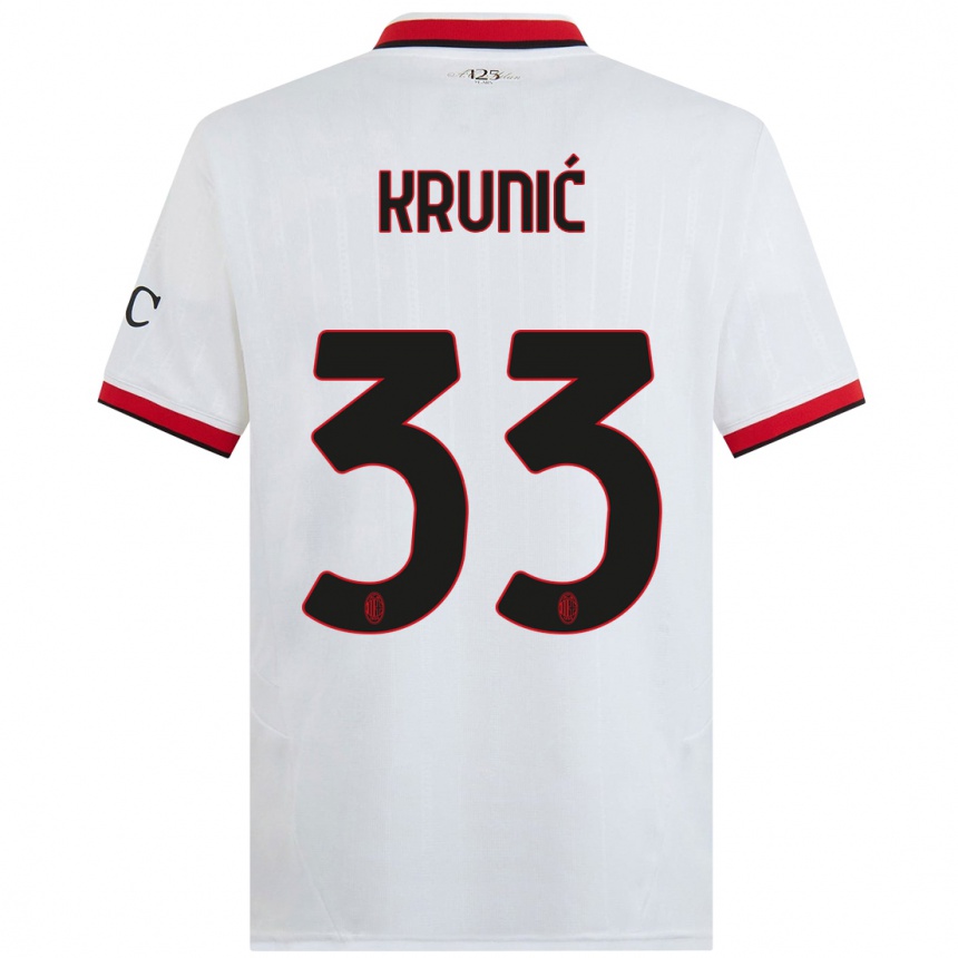 Enfant Football Maillot Rade Krunic #33 Blanc Noir Rouge Tenues Extérieur 2024/25