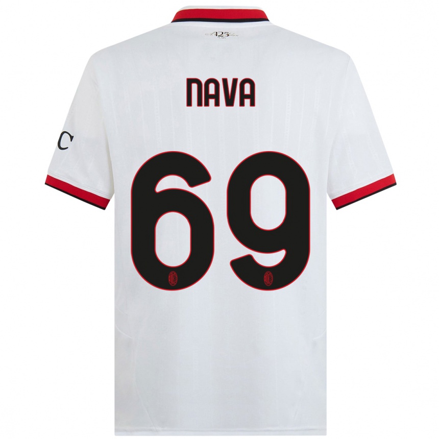 Enfant Football Maillot Lapo Nava #69 Blanc Noir Rouge Tenues Extérieur 2024/25