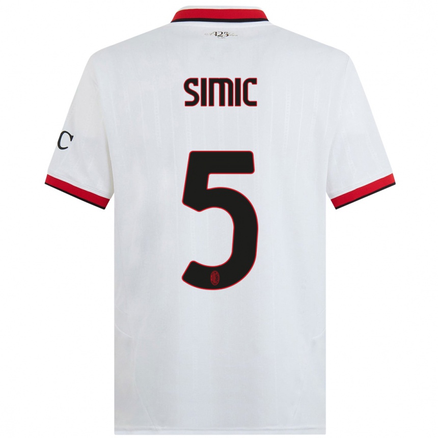 Enfant Football Maillot Jan-Carlo Simic #5 Blanc Noir Rouge Tenues Extérieur 2024/25