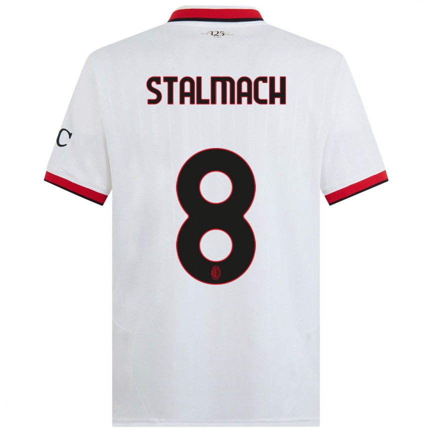 Enfant Football Maillot Dariusz Stalmach #8 Blanc Noir Rouge Tenues Extérieur 2024/25