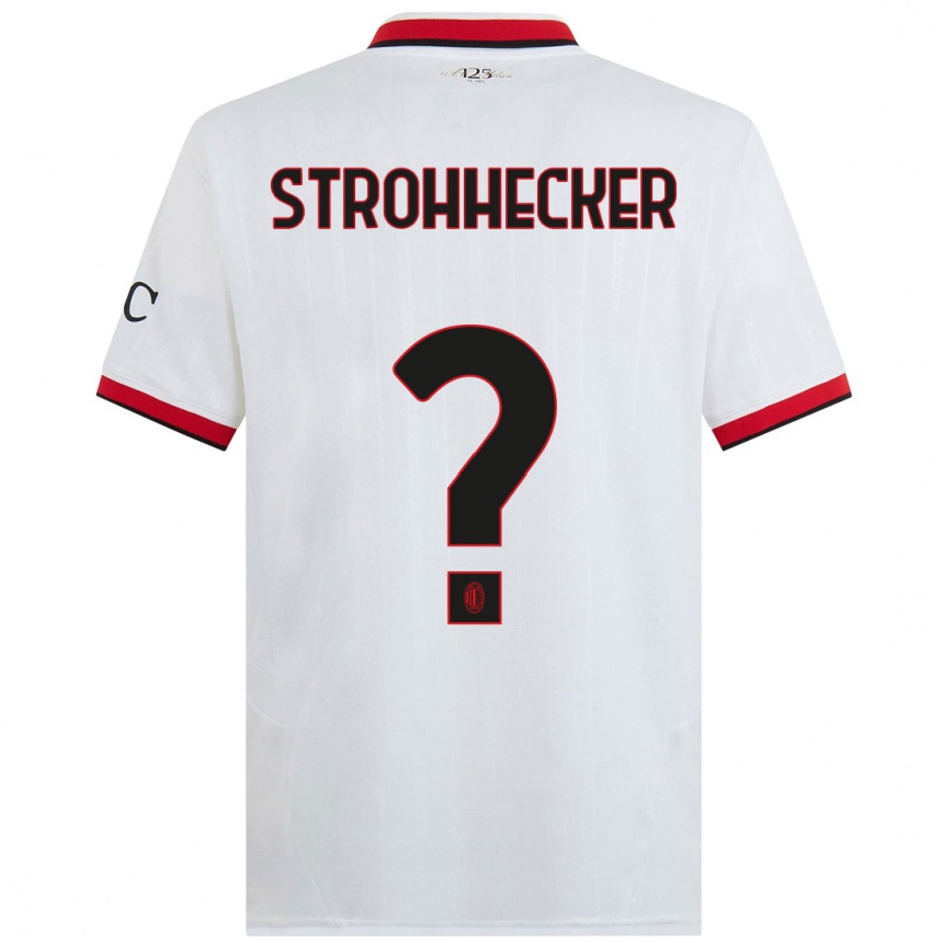 Enfant Football Maillot Riccardo Strohhecker #0 Blanc Noir Rouge Tenues Extérieur 2024/25