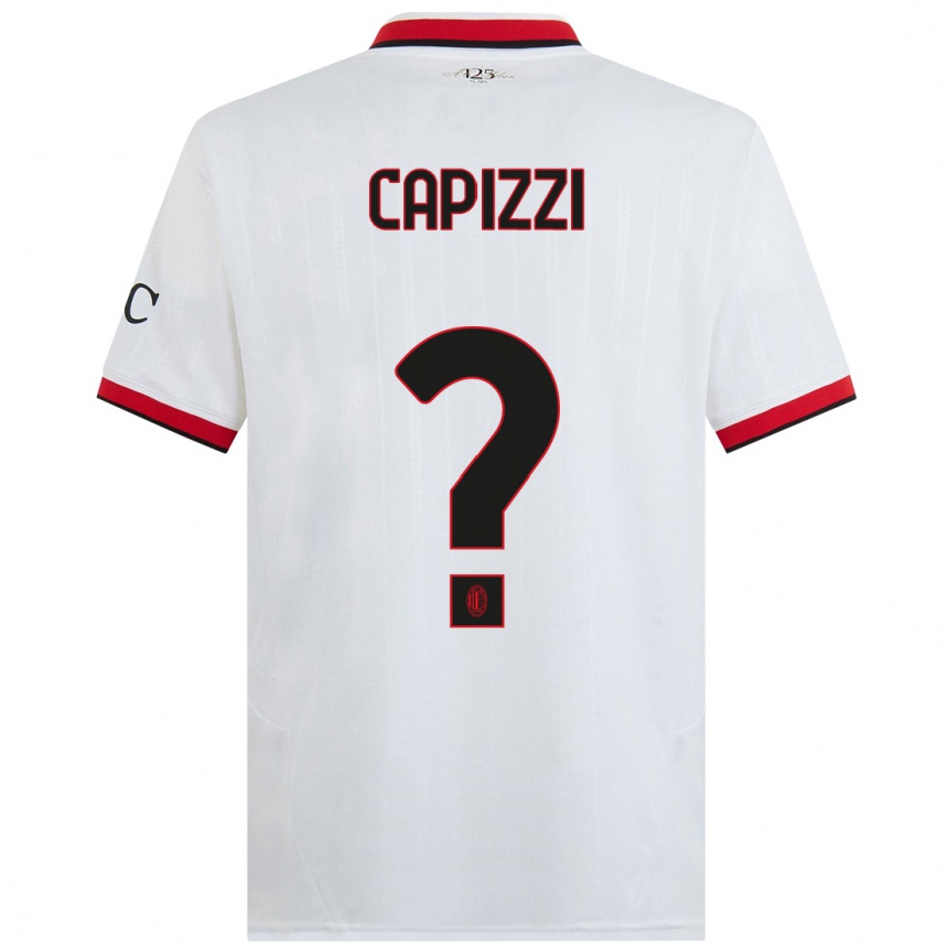 Enfant Football Maillot Edoardo Capizzi #0 Blanc Noir Rouge Tenues Extérieur 2024/25