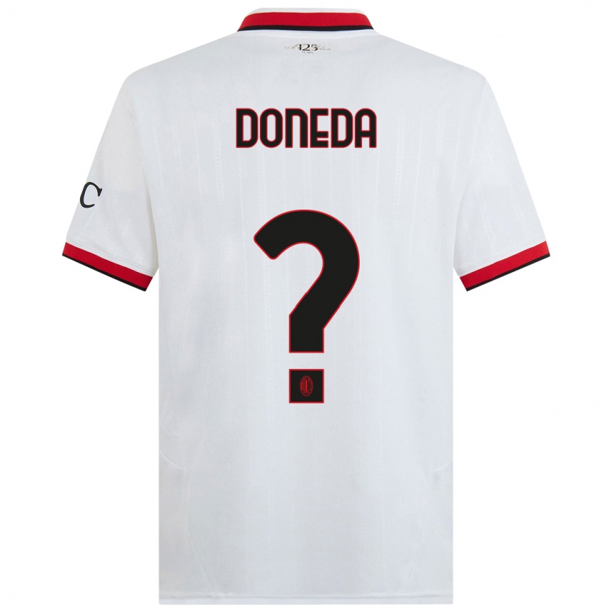 Enfant Football Maillot Paolo Doneda #0 Blanc Noir Rouge Tenues Extérieur 2024/25