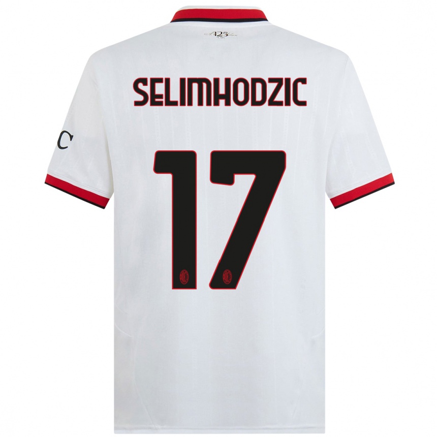 Enfant Football Maillot Noa Selimhodzic #17 Blanc Noir Rouge Tenues Extérieur 2024/25