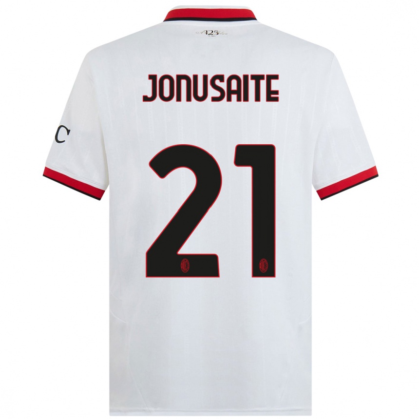 Enfant Football Maillot Rimante Jonusaite #21 Blanc Noir Rouge Tenues Extérieur 2024/25