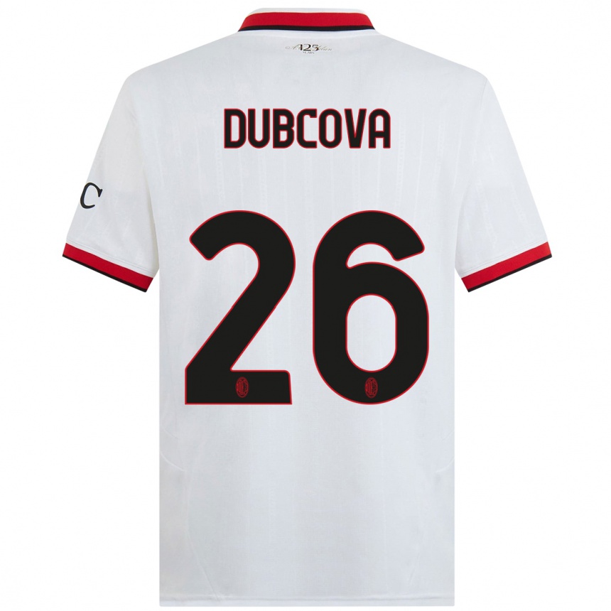 Enfant Football Maillot Michaela Dubcova #26 Blanc Noir Rouge Tenues Extérieur 2024/25