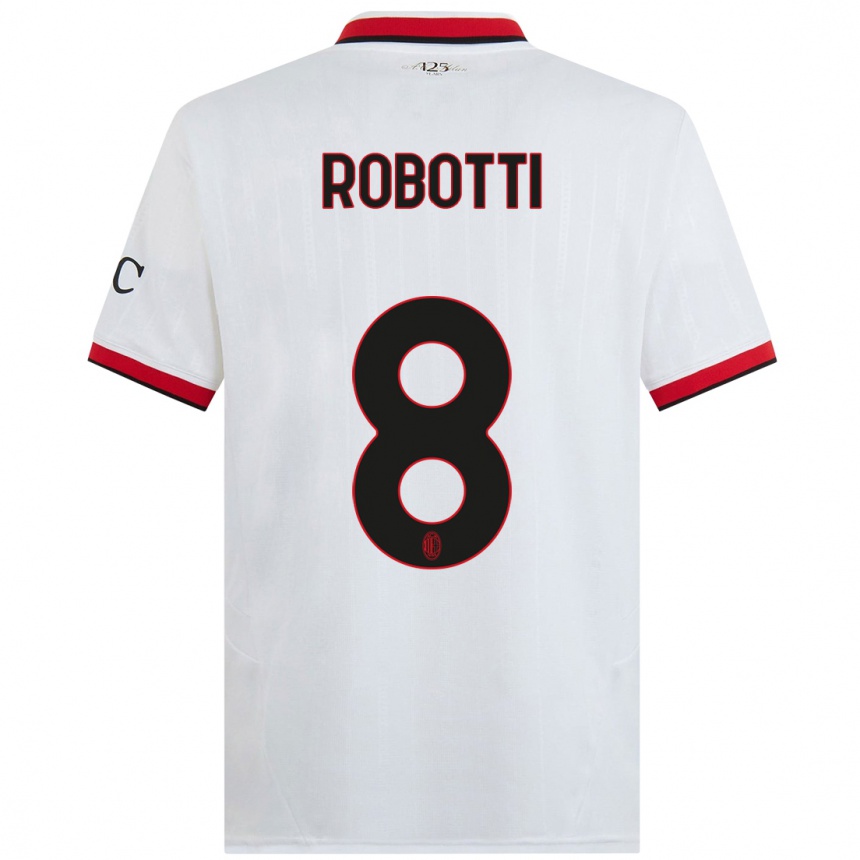 Enfant Football Maillot Giovanni Robotti #8 Blanc Noir Rouge Tenues Extérieur 2024/25