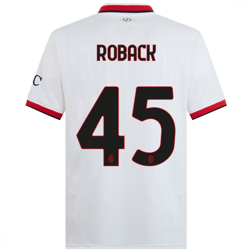 Enfant Football Maillot Emil Roback #45 Blanc Noir Rouge Tenues Extérieur 2024/25