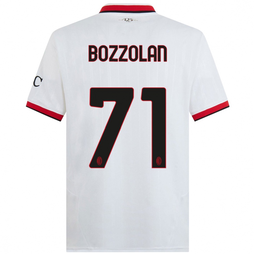 Enfant Football Maillot Andrea Bozzolan #71 Blanc Noir Rouge Tenues Extérieur 2024/25