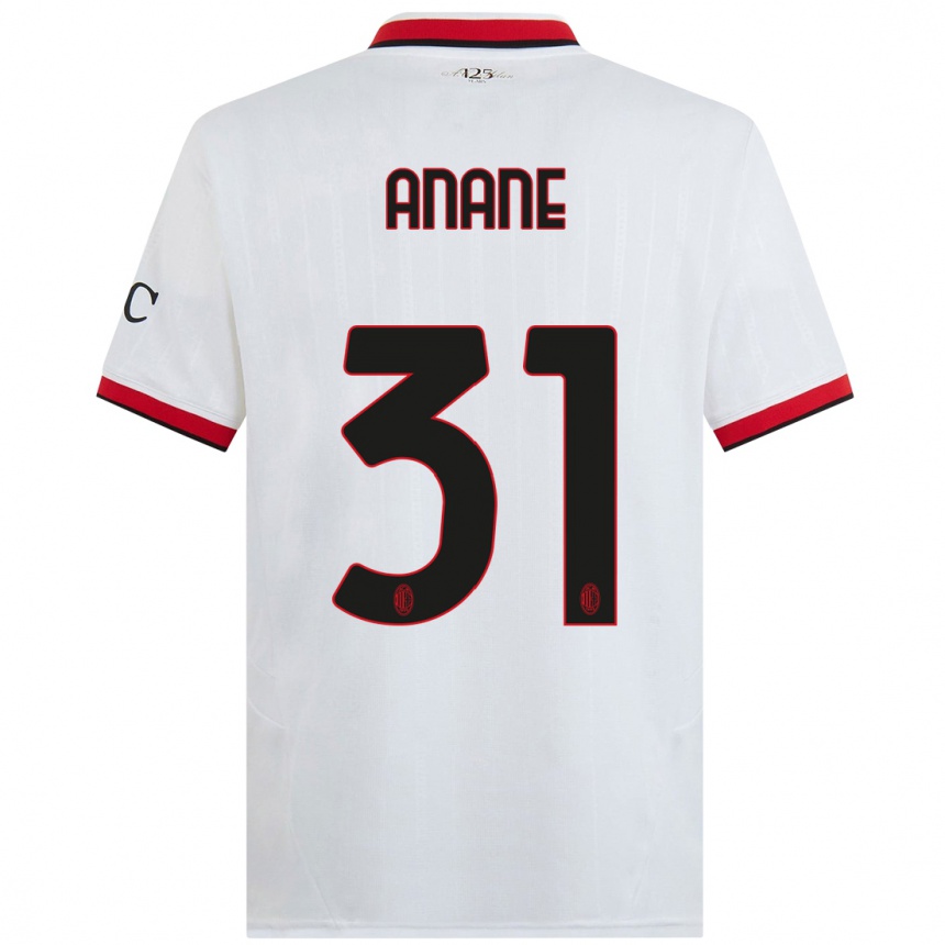 Enfant Football Maillot Emmanuel Anane #31 Blanc Noir Rouge Tenues Extérieur 2024/25