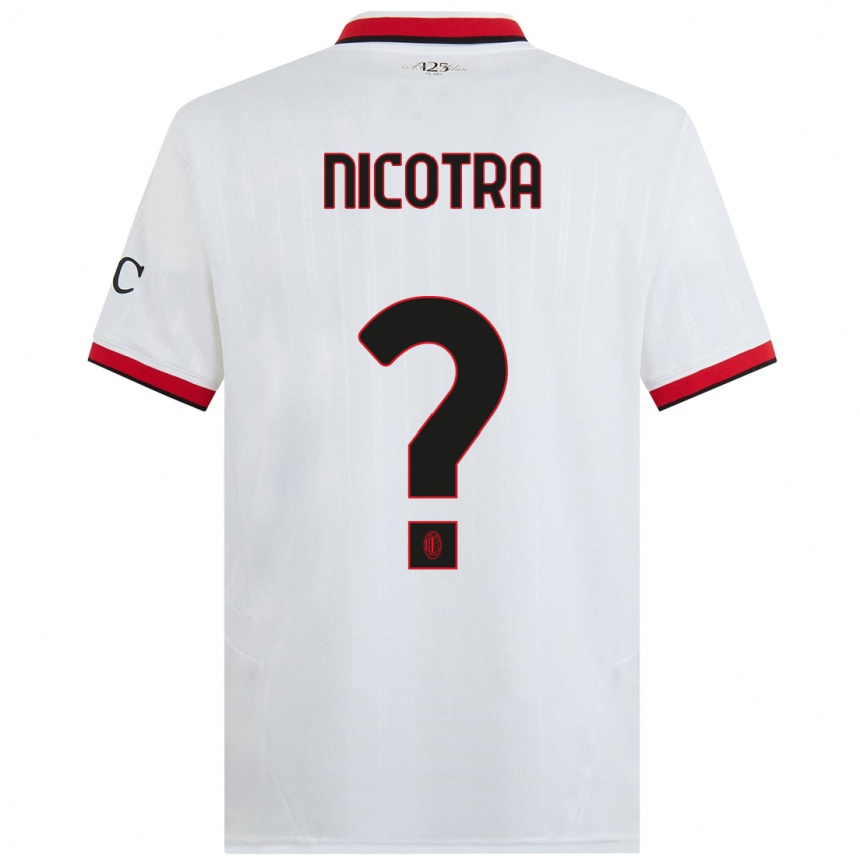 Enfant Football Maillot Riccardo Nicotra #0 Blanc Noir Rouge Tenues Extérieur 2024/25