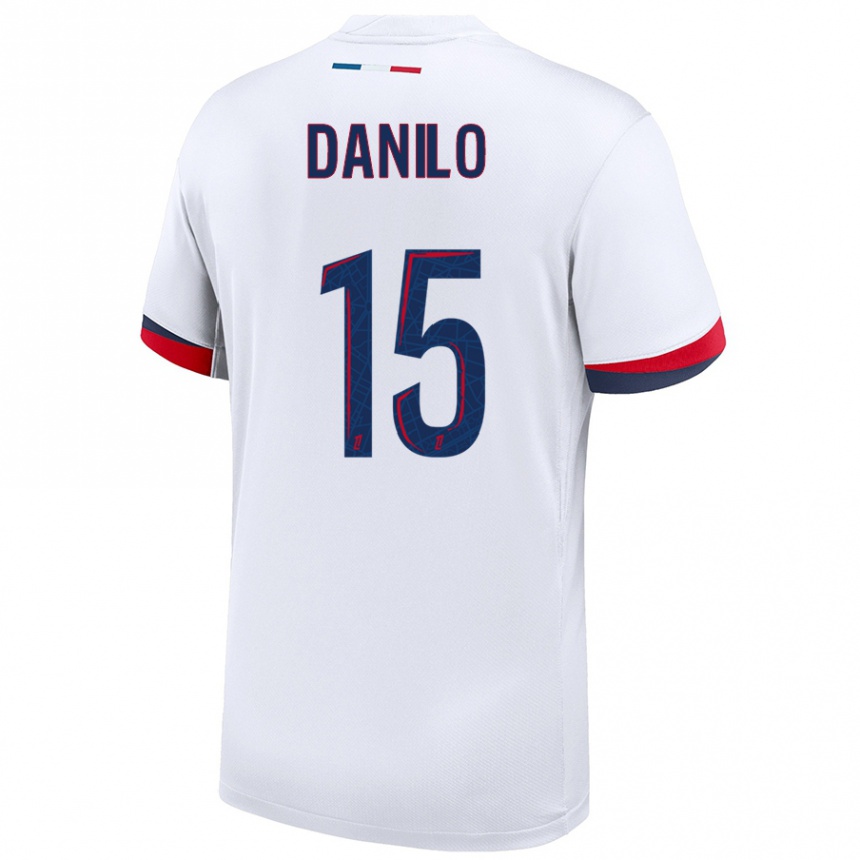 Enfant Football Maillot Danilo Pereira #15 Blanc Bleu Rouge Tenues Extérieur 2024/25