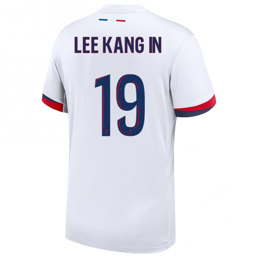 Enfant Football Maillot Kang-In Lee #19 Blanc Bleu Rouge Tenues Extérieur 2024/25