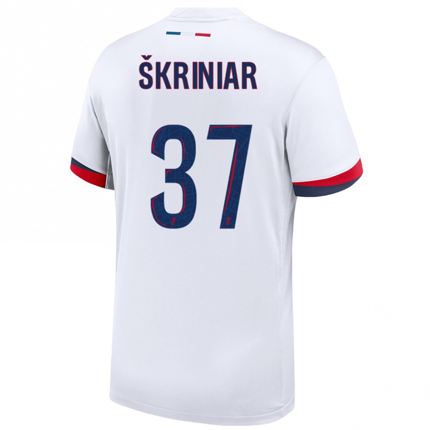 Enfant Football Maillot Milan Skriniar #37 Blanc Bleu Rouge Tenues Extérieur 2024/25