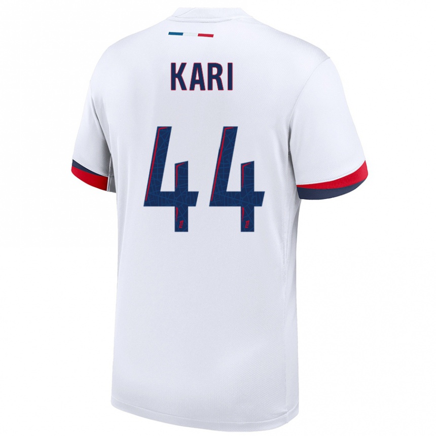 Enfant Football Maillot Ayman Kari #44 Blanc Bleu Rouge Tenues Extérieur 2024/25