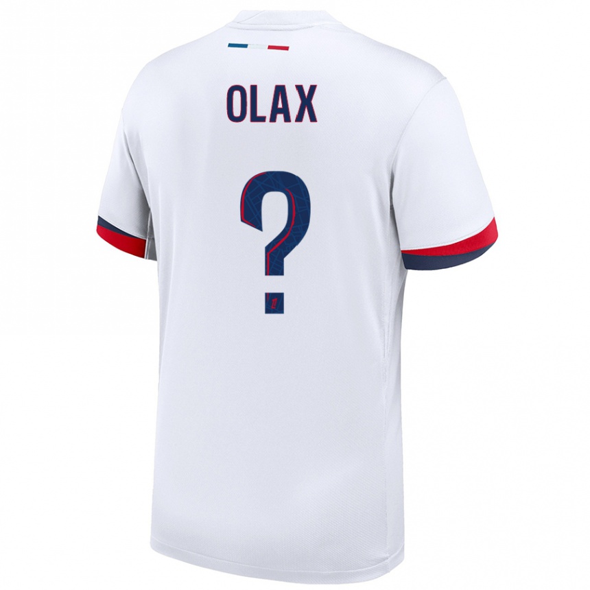 Enfant Football Maillot Djamy Olax #0 Blanc Bleu Rouge Tenues Extérieur 2024/25