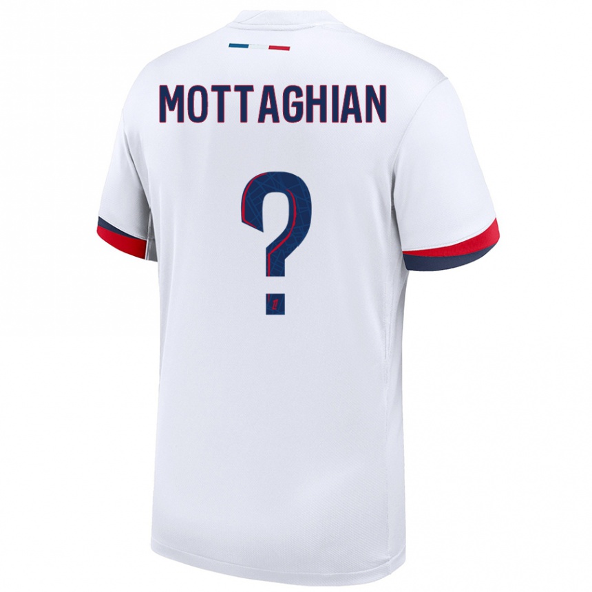 Enfant Football Maillot Keyvan Mottaghian #0 Blanc Bleu Rouge Tenues Extérieur 2024/25