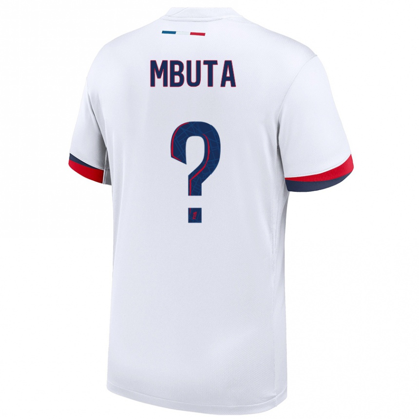 Enfant Football Maillot Bradley Mbuta #0 Blanc Bleu Rouge Tenues Extérieur 2024/25