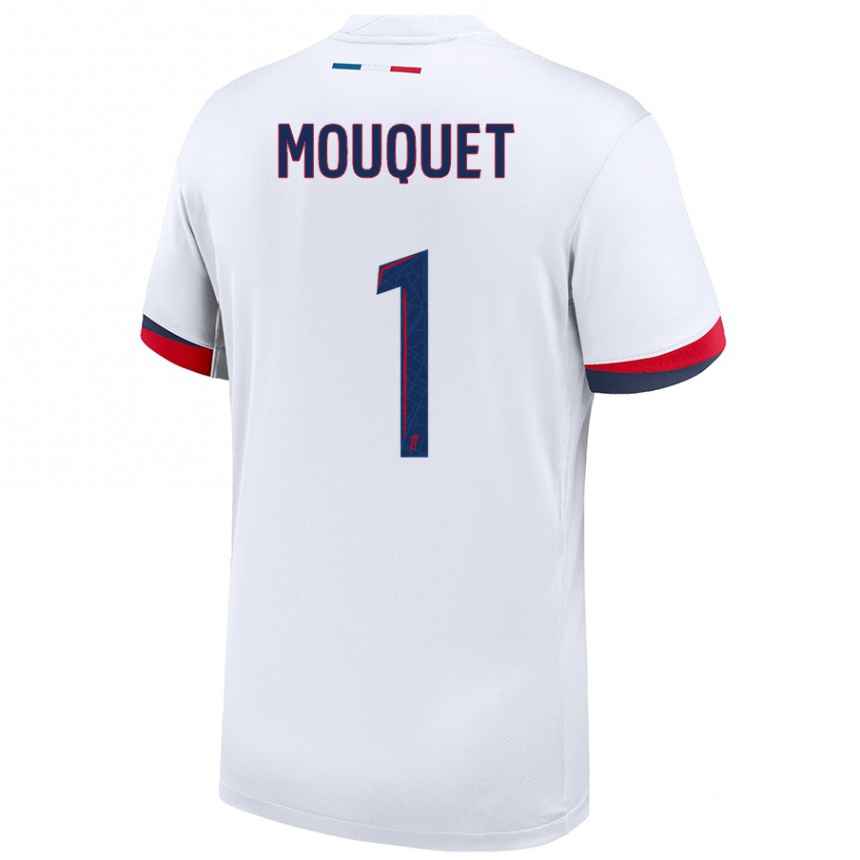 Enfant Football Maillot Louis Mouquet #1 Blanc Bleu Rouge Tenues Extérieur 2024/25