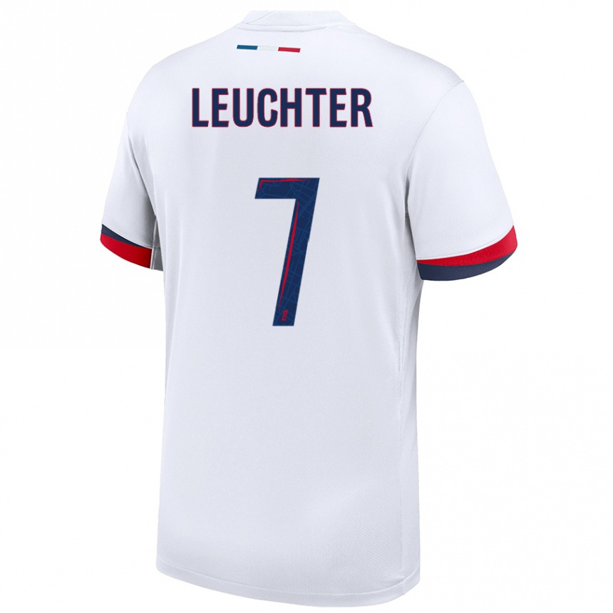 Enfant Football Maillot Romée Leuchter #7 Blanc Bleu Rouge Tenues Extérieur 2024/25