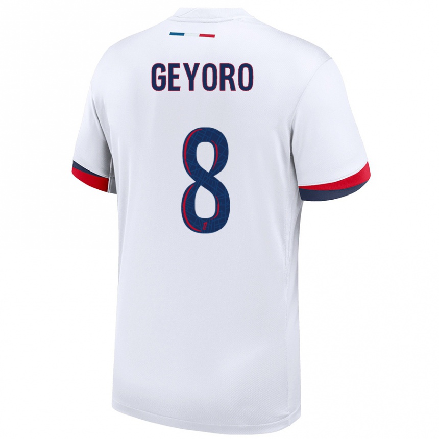 Enfant Football Maillot Grace Geyoro #8 Blanc Bleu Rouge Tenues Extérieur 2024/25