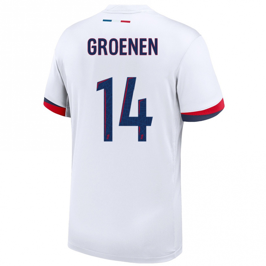 Enfant Football Maillot Jackie Groenen #14 Blanc Bleu Rouge Tenues Extérieur 2024/25