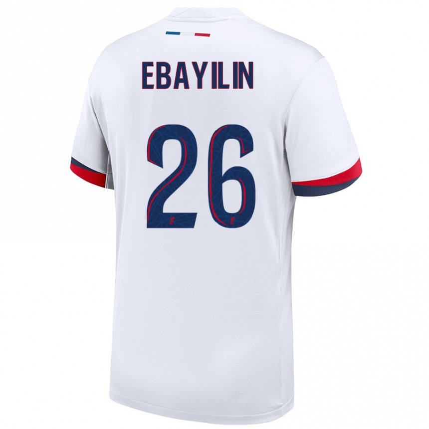 Enfant Football Maillot Anaïs Ebayilin #26 Blanc Bleu Rouge Tenues Extérieur 2024/25