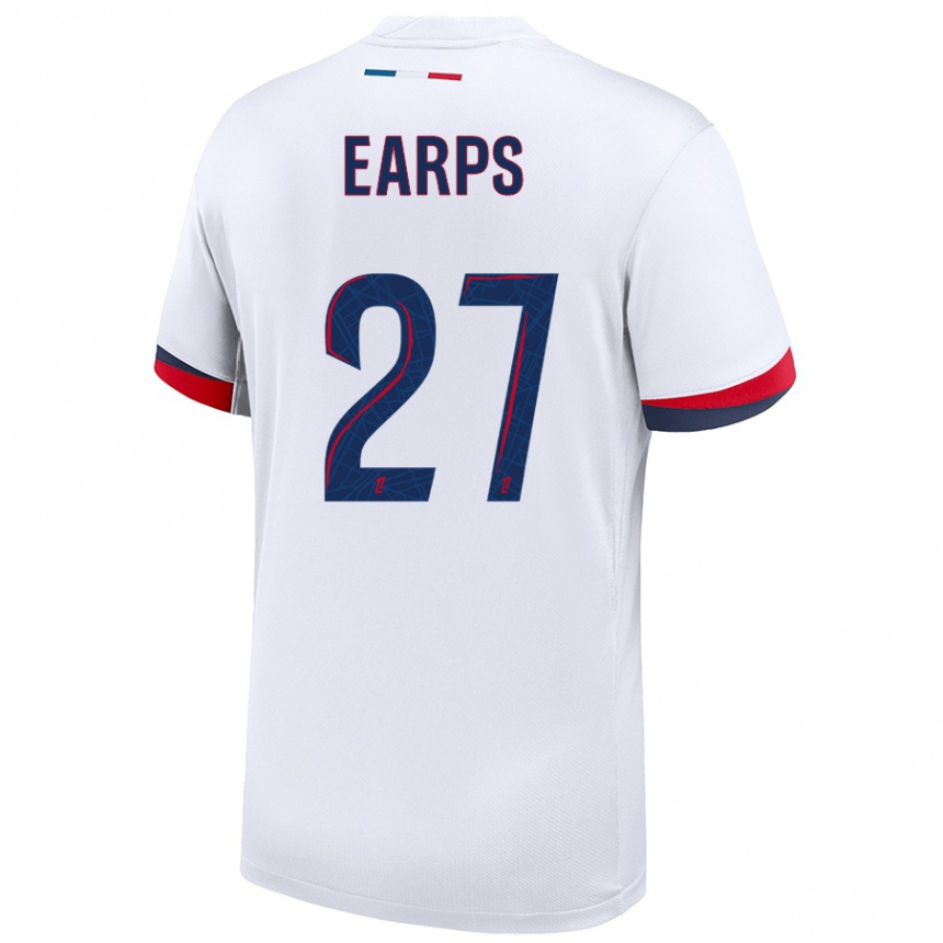 Enfant Football Maillot Mary Earps #27 Blanc Bleu Rouge Tenues Extérieur 2024/25