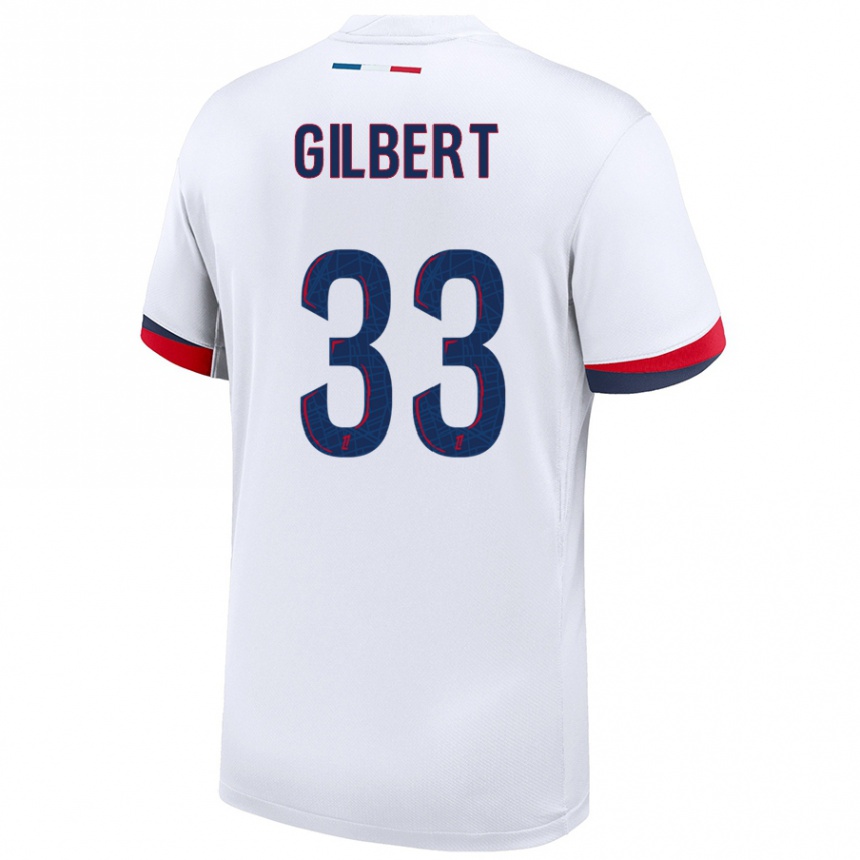 Enfant Football Maillot Tara Elimbi Gilbert #33 Blanc Bleu Rouge Tenues Extérieur 2024/25