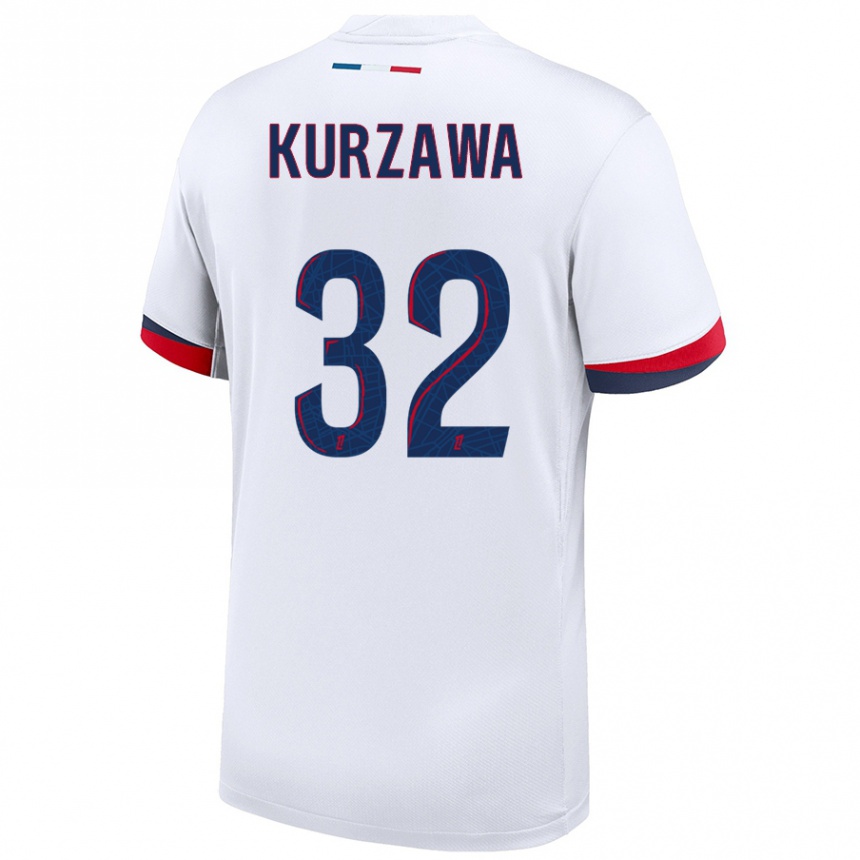 Enfant Football Maillot Layvin Kurzawa #32 Blanc Bleu Rouge Tenues Extérieur 2024/25