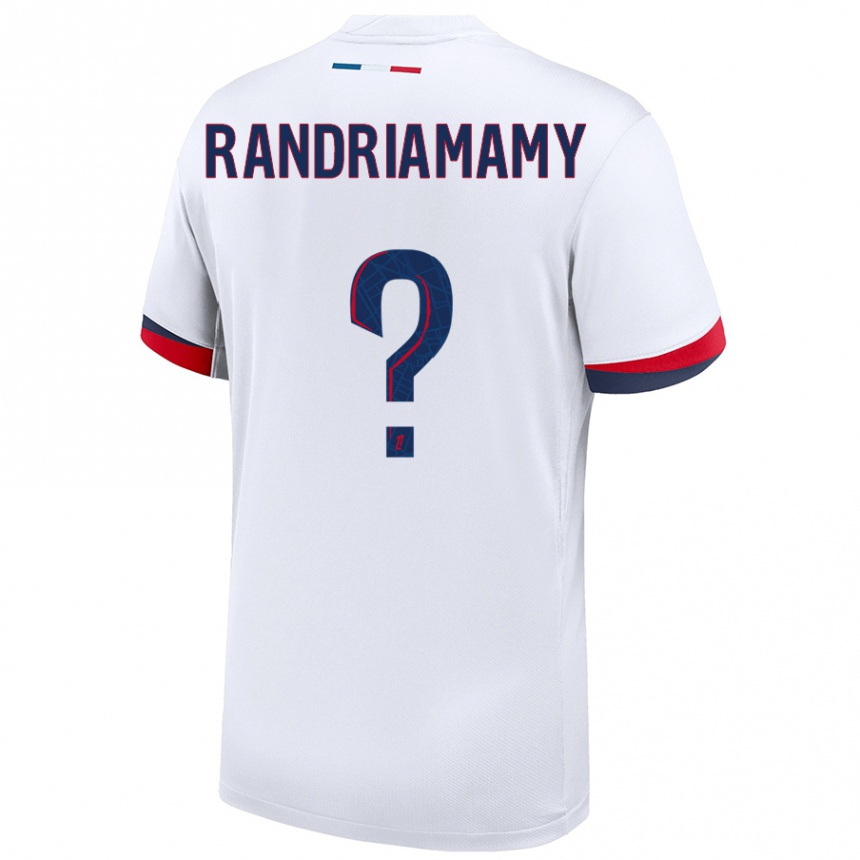 Enfant Football Maillot Mathyas Randriamamy #0 Blanc Bleu Rouge Tenues Extérieur 2024/25