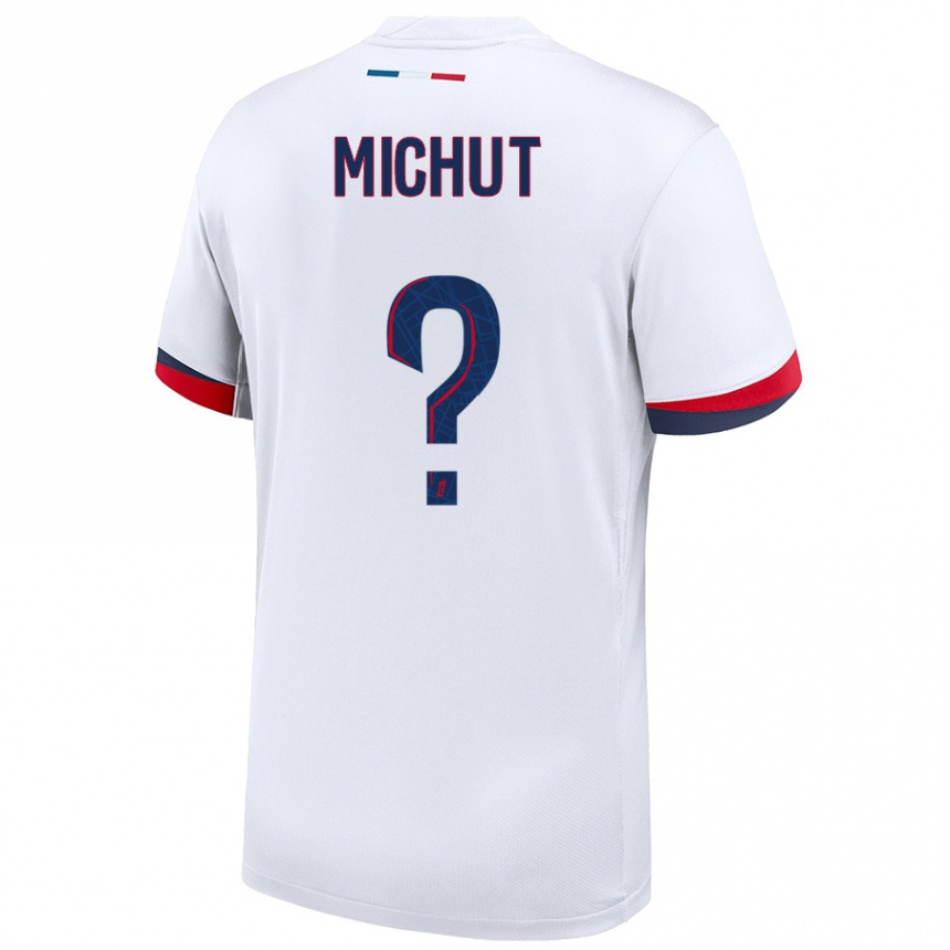 Enfant Football Maillot Etienne Michut #0 Blanc Bleu Rouge Tenues Extérieur 2024/25