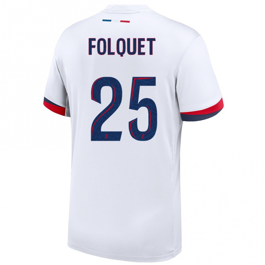 Enfant Football Maillot Magnaba Folquet #25 Blanc Bleu Rouge Tenues Extérieur 2024/25