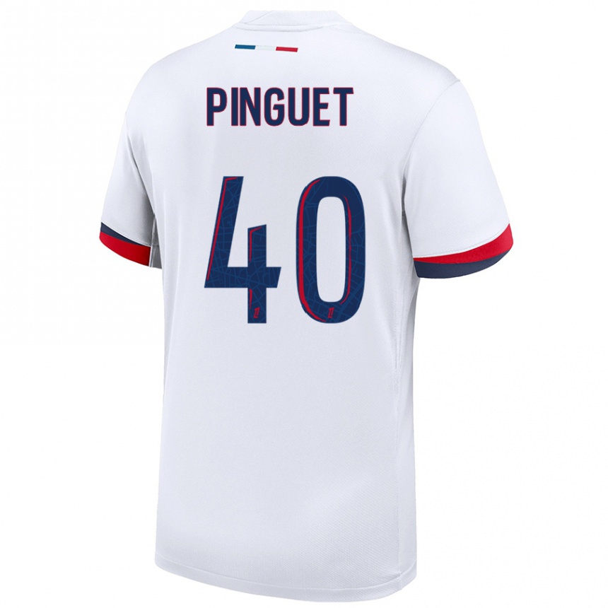 Enfant Football Maillot Alice Pinguet #40 Blanc Bleu Rouge Tenues Extérieur 2024/25