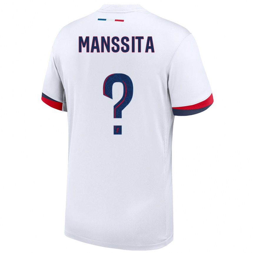 Enfant Football Maillot Manssita Traore #0 Blanc Bleu Rouge Tenues Extérieur 2024/25