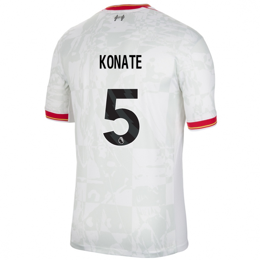 Enfant Football Maillot Ibrahima Konate #5 Blanc Rouge Noir Troisieme 2024/25