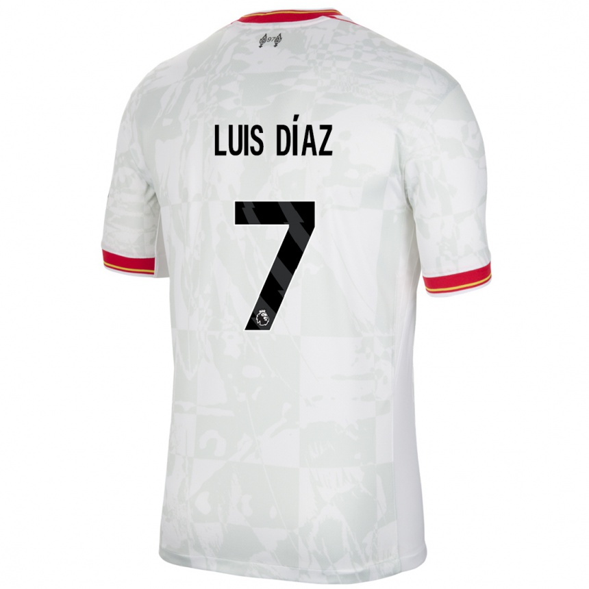 Enfant Football Maillot Luis Diaz #7 Blanc Rouge Noir Troisieme 2024/25