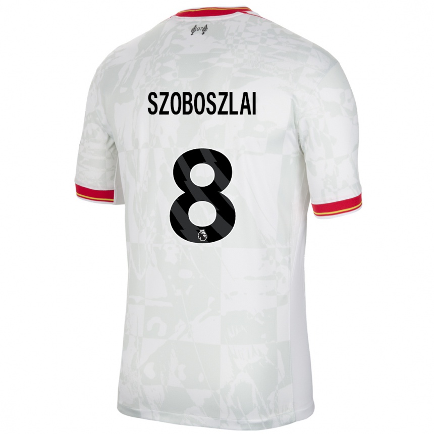 Enfant Football Maillot Dominik Szoboszlai #8 Blanc Rouge Noir Troisieme 2024/25