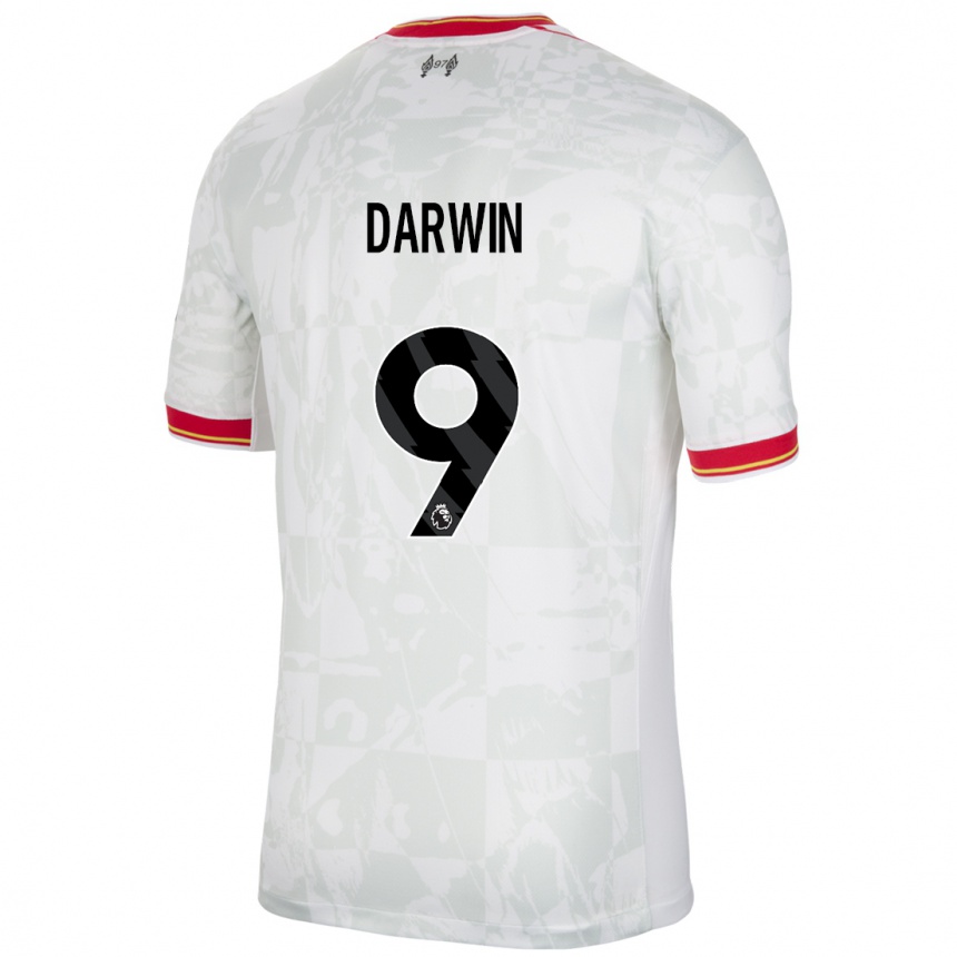 Enfant Football Maillot Darwin Nunez #9 Blanc Rouge Noir Troisieme 2024/25